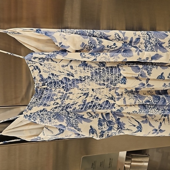 💕REFORMATION💕 Kourtney Dress ~ Pompadour Blue Floral Bird Print 12 NWT - Picture 12 of 16